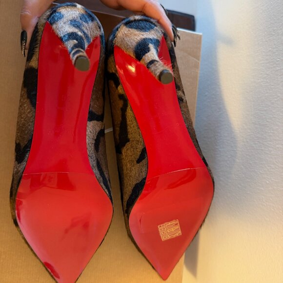 CHRISTIAN LOUBOUTIN Miss Z Leopard-printed Pony Red Sole Pumps, Size 6B - Picture 5 of 6